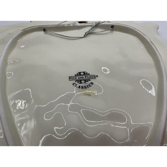 Fitz and Floyd Classic Leaf Shaped Fruit Pattern Plate with Hanging Wire Vintage - Picture 15 of 16